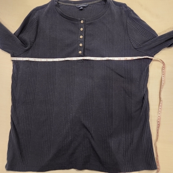 Lands End knitted ribbed popover Henley Navy blue Womens size Extra Large - Picture 3 of 9